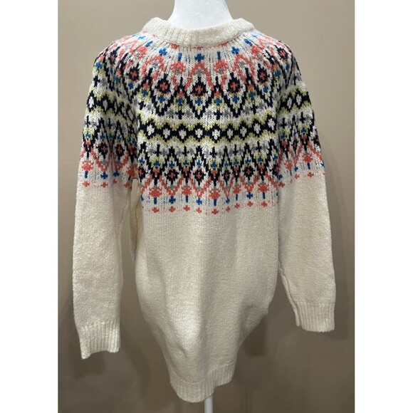 Aerie Fair Isle Cream Pullover Sweater Size SP Nordic Scandi Oversized Cabincore - Picture 3 of 9